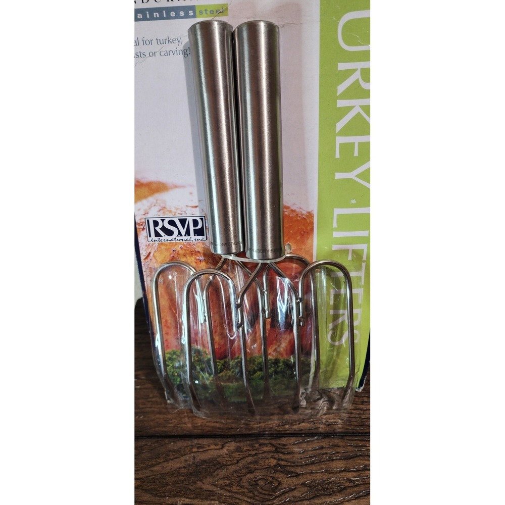 Rsvp Stainless Steel 2 Piece Turkey Lifter Lifting Fork Set USA
